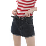 Women's Straight Shorts Jeans Black Hot Pants High Waist Europe America Street Summer Vintage Chic Design Denim Minipants Shorts