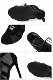 Women's High Top Dance Shoes Black Ballroom Boots Salsa Tango Shoes Girl Fashion Party Mesh Cutout High Heel Sandals Summer