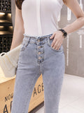 Goosudu spring new Flare Set auger Jeans Woman Denim Trousers Vintage Women Clothes Fall High Waist Pants Stretchy Jeans