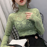 goosudu Fashion Floral Embroidery Lace Blouses Women Spring Summer Sexy See-through Streetwear Tops Ladies Casual Long Sleeve shirts