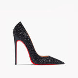 goosudu New Super Pointed Pumps Women's Thin Heels Black Silver Sequins Sexy Fashion Single Shoes