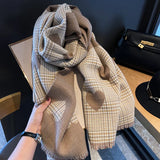 Double Side Cashmere Scarf Autumn Winter Women's Love Heart Plaid Fashion Ladies Long Thickened Warm Knitted Scarf Hijab Stole