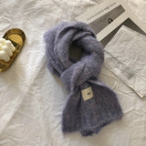 Fashion Pure Color Winter Warm Kniited Scarf for Women Korean Style  Neckercheif Girls Skinny Cashmere Scarfs For Women