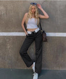 Streetwear Women Casual Contrast Printing Trousers Y2k Block Printed Zipper Sports Pants with Pockets Harajuku Cargo Pants Women