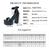 goosudu Open Toe Metal Chain Chunky Heeled Strappy Sandals For Women Platform Block High Heels Summer Black Punk Shoes Woman