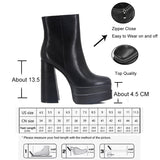 goosudu New Ankle Boots Women Quality Platform Boots Female Fashion Short Boot Black Chunky High Heel Women Shoes Big Size 41