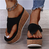 Women Summer Flip Flops Shoes Female Wedge Platform Sandal  Ladies 7.5cm Thick Bottom Casual Slippers Shoe Black Pink