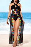 Goosudu Sexy Print Split Joint Slit Swimwears Cover Up