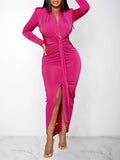 Goosudu Solid Draped Dress