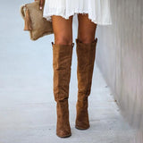 Goosudu Distressed Faux Suede Slouch Boots