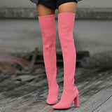 Goosudu Solid Color Flattering Over The Knee Knitted Boots