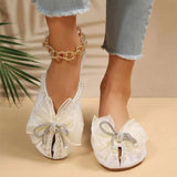 Goosudu Bowknot & Beaded Decor Sweet Slippers