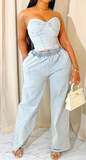 Goosudu Denim Tube Top & Pants Set