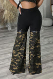 Goosudu Patchwork Camouflage Modern Bell Bottoms Pants