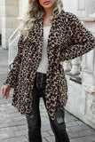 Goosudu Casual Leopard Patchwork Turndown Collar Outerwear