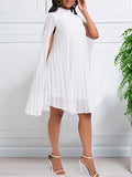 Goosudu Solid Pleated Cape Dress