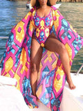 Goosudu Printed One-Piece Swimsuit with Cover