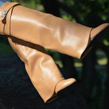 Goosudu Stylish Faux Leather Hidden Heel Tall Boots