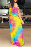 Goosudu Fashion Casual Sexy Loose Tie-dye Printed Pocket Jumpsuit