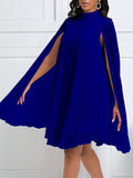 Goosudu Solid Pleated Cape Dress