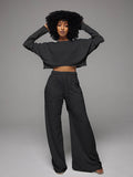 Goosudu Raw-cut Sweatshirt & Wide-Leg Pants Set