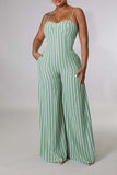 Goosudu Striped Casual Sling Wide-Leg Jumpsuit