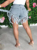 Goosudu Fringe Combo Denim Shorts