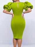 Goosudu Solid Puff-Sleeve Dress