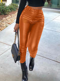 Goosudu Black Faux-Leather Skinny Pants