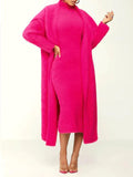 Goosudu Fuzzy Cardigan & Dress Set