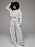 Goosudu Raw-cut Sweatshirt & Wide-Leg Pants Set