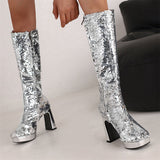 Goosudu Sequined Glistening Platform Boots