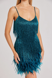 Goosudu Yvonne Sequin Feather Cocktail Dress