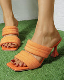 Goosudu Towel Texture Feminine Square Toe Sandals