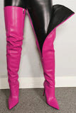 Goosudu Solid Color Romantic Zipper Stiletto Boots