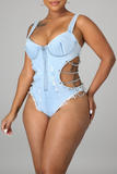 Goosudu Sexy Solid Hollowed Out Split Joint Chains Swimwears