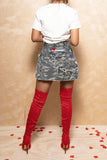 Goosudu Camouflage Cozy High Split Skirt