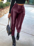 Goosudu Black Faux-Leather Skinny Pants