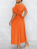 Goosudu Boat-Neck Tied Slit Dress