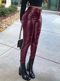 Goosudu Black Faux-Leather Skinny Pants