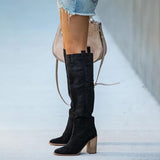 Goosudu Distressed Faux Suede Slouch Boots