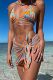 Goosudu Sexy Print Hollowed Out Split Joint Swimwears