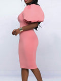 Goosudu Solid Puff-Sleeve Dress