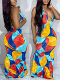 Goosudu Colorblock Halter Dress