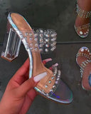 Goosudu Rivet Design Transparent Strap Punk Sandals