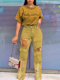 Goosudu Logo Tee & Ripped Jeans Set