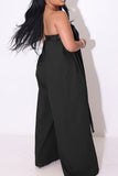 Goosudu Solid Color Whimsical Wide Leg Jumpsuit With Belt