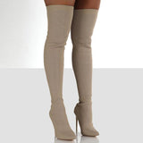 Goosudu Stylish Knitting Stiletto Over The Knee Boots