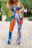 Goosudu Stylish Sling Tie-Dye Wide-Leg Jumpsuit