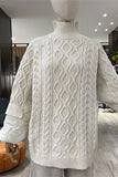 Goosudu Patchwork Unusual Drawstring Twist Knit Sweater